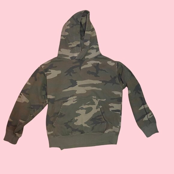 🌿 TNA Green Camo Print Pullover Hoodie (Size M) Cozy Fleece - Picture 4 of 9